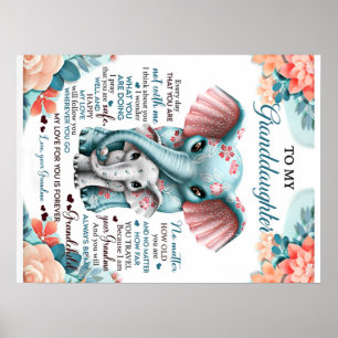 Aan mijn kleindochter Elephant Birthday Gift Idee Poster