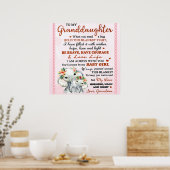 Aan mijn kleindochter Elephant Birthday Gift Idee Poster (Keuken)