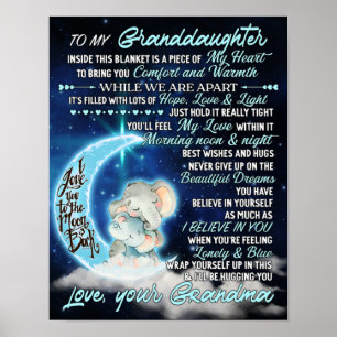 Aan mijn kleindochter Elephant Birthday Gift Idee Poster