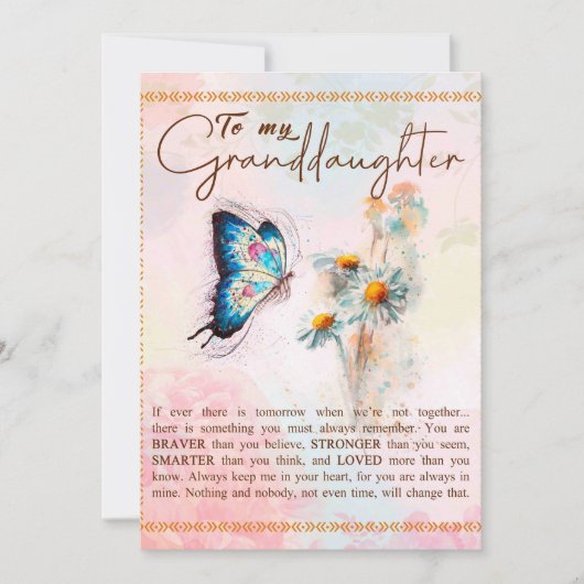 Aan mijn kleindochter Gift, Cute Butterfly Lover C Feestdagenkaart (Voorkant)