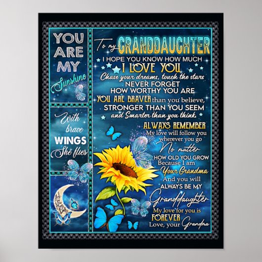 Aan mijn kleindochter Sunflower Gift, Baby Gift Poster (Voorkant)