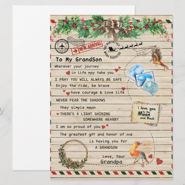 Aan mijn kleinzoon Gift, Grandson en opa, vogellie (Voorkant / Achterkant)