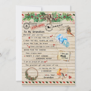 Aan mijn kleinzoon Gift, Grandson en opa, vogellie Feestdagenkaart