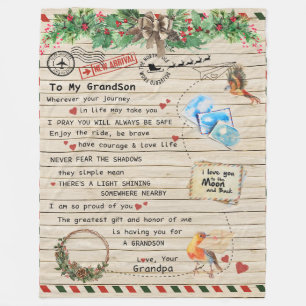 Aan mijn kleinzoon Gift, Grandson en opa, vogellie Fleece Deken