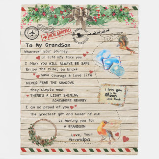 Aan mijn kleinzoon Gift, Grandson en opa, vogellie Fleece Deken