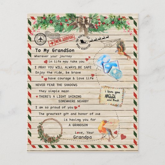 Aan mijn kleinzoon Gift, Grandson en opa, vogellie Flyer (Voorkant)