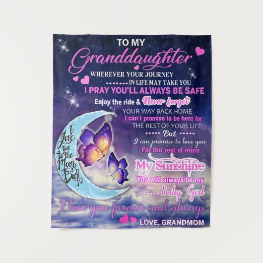 Aan Mijn Kleinzoon Vlinders Verjaardagscadeau Idee Wandkleed (Voorkant)