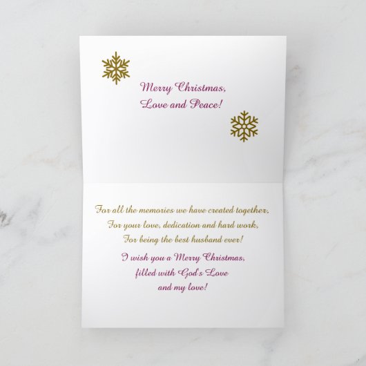 Aan mijn liefdevolle man met kerst, Wenskaart Kaart (Binnen)