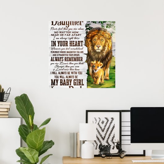 Aan mijn Lion Daughter Gift, Daughter Birthday Gif Poster (Thuiskantoor)