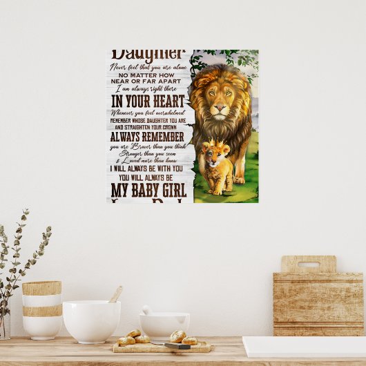 Aan mijn Lion Daughter Gift, Daughter Birthday Gif Poster (Keuken)