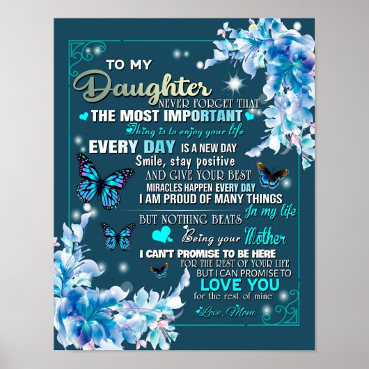 Aan mijn mama Gift, Daughter en Mam, Butterfly Lov Poster (Voorkant)