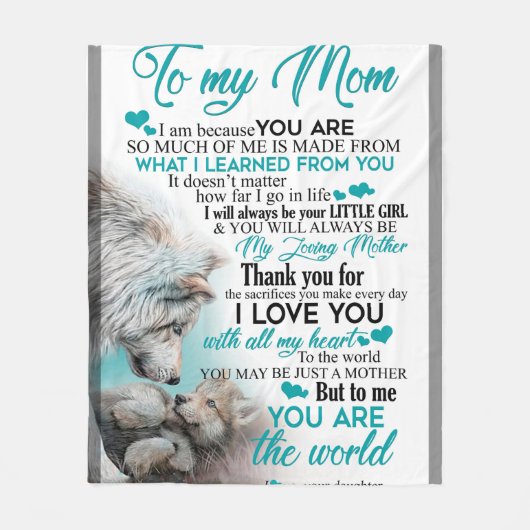 Aan mijn mama wolf deken, geschenk voor mam deken (Voorkant)