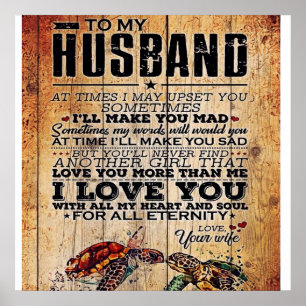 Aan mijn man brief   Cadeau van de familie Cute Poster