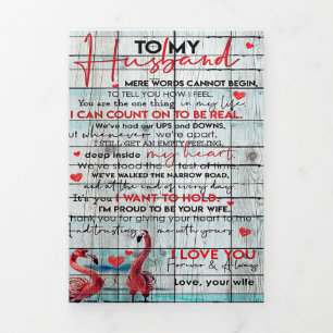 Aan mijn man brief   Cute Flamingo Cadeau Drieluik Aankondiging