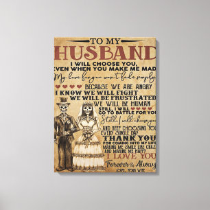Aan mijn man Halloween Couple Love Gift Canvas Afdruk