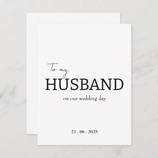 Aan mijn man op onze trouwdag dank je wel kaart (Voorkant / Achterkant)