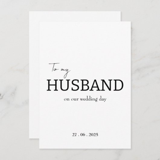 Aan mijn man op onze trouwdag dank je wel kaart (Voorkant / Achterkant)