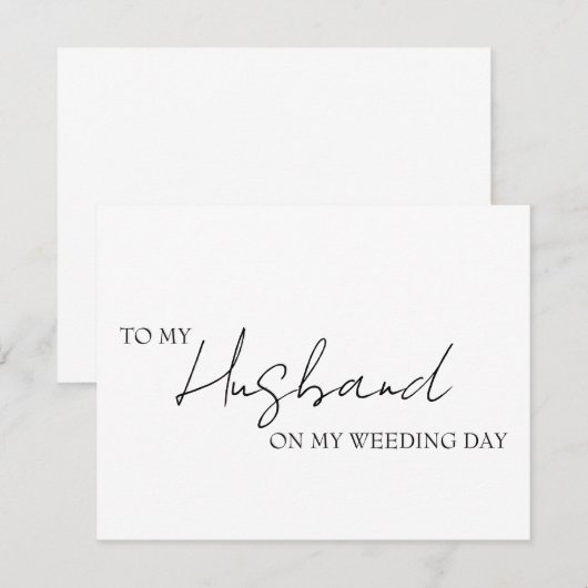 Aan mijn man op onze trouwdag kaart, aan mijn man notitiekaartje (Voorkant / Achterkant)