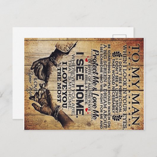 Aan mijn man | Verjaardagscadeau voor man | Briefkaart (Voorkant / Achterkant)