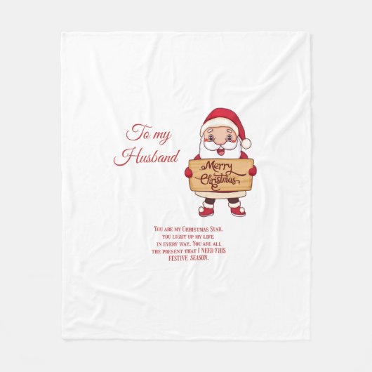 Aan mijn man Vrolijk Kerstfeest Fleece Deken (Voorkant)