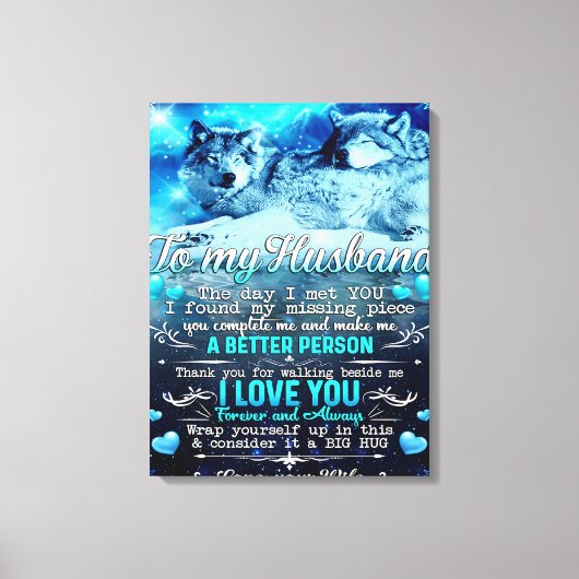 Aan mijn man Wolf Gift, Husband Birthday Gift Canvas Afdruk (Voorkant)