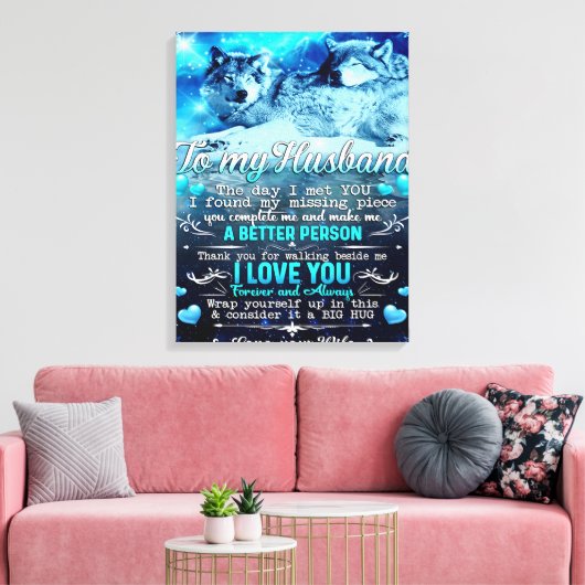 Aan mijn man Wolf Gift, Husband Birthday Gift Canvas Afdruk (Insitu (Woonkamer))