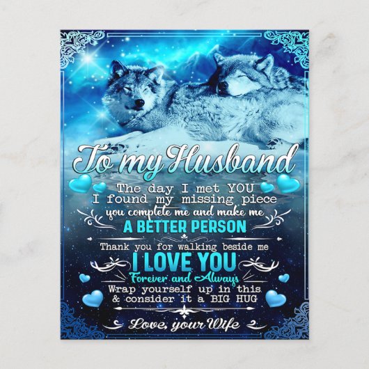Aan mijn man Wolf Gift, Husband Birthday Gift Flyer (Voorkant)