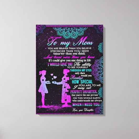 Aan mijn moeder en dochter Gift, mama Gift Idee Canvas Afdruk (Voorkant)