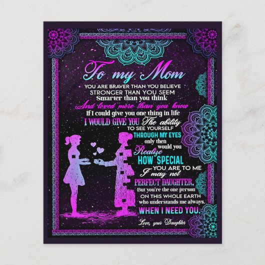 Aan mijn moeder en dochter Gift, mama Gift Idee Flyer (Voorkant)