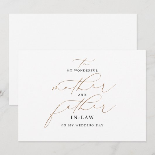 Aan mijn moeder en vader in-law Wedding Message (Voorkant / Achterkant)