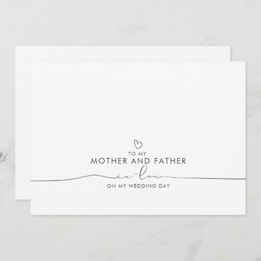 Aan mijn moeder en vader in-law Wedding Message (Voorkant / Achterkant)