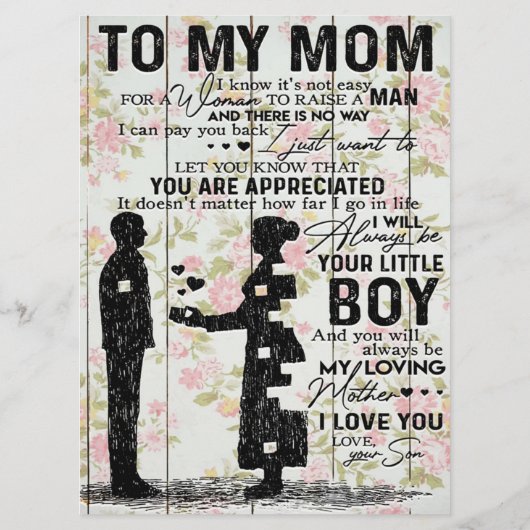 Aan mijn moeder, moeder Birthday Gift, brief aan m Menu (Achterkant)