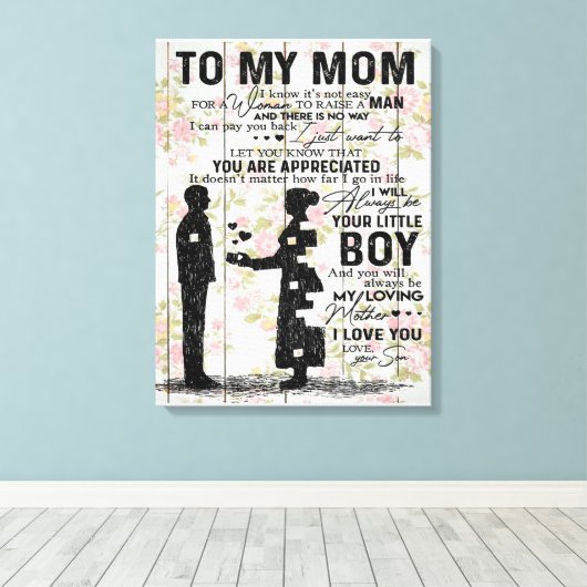 Aan mijn moeder, moeder geboorte cadeautje, brief canvas afdruk (Insitu (Houten vloer))