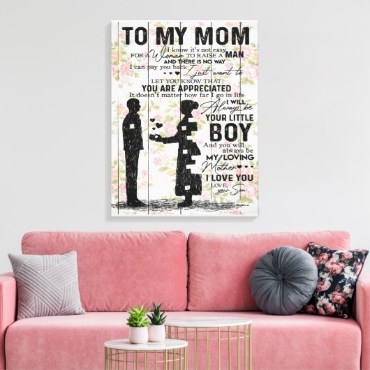 Aan mijn moeder, moeder geboorte cadeautje, brief canvas afdruk (Insitu (Woonkamer))