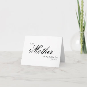 Aan mijn moeder op mijn trouwdag Elegant Schrift Bedankkaart