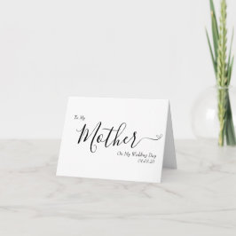 Aan mijn moeder op mijn trouwdag Elegant Schrift Bedankkaart