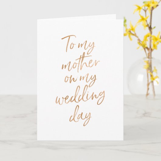 Aan mijn moeder op mijn trouwdag | Stijlvolle Goud Kaart (Gele Bloem)