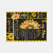 aan mijn moeder zonnebloempel zwart, geschenk voor fleece deken (Voorkant (Horizontaal))