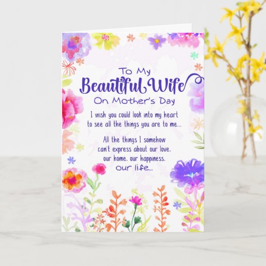 Aan Mijn Mooie Vrouw op Moederdag Kaart (Gele Bloem)