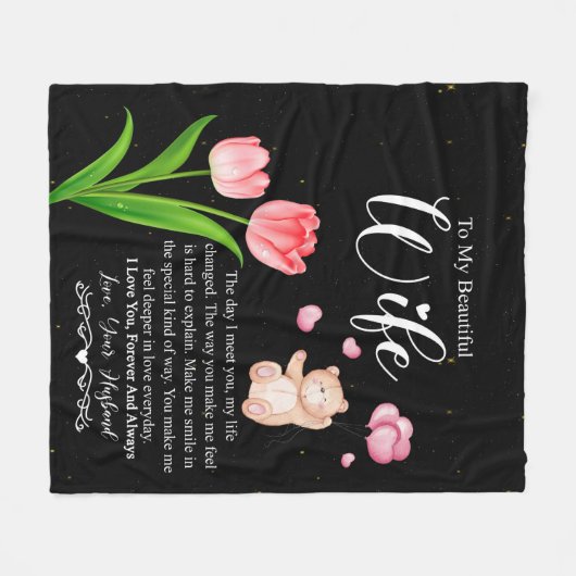 Aan mijn mooie vrouw van Husband Flower Gift Fleece Deken (Voorkant (Horizontaal))