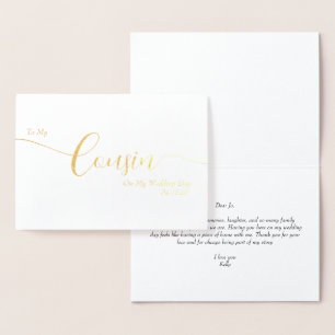 Aan mijn neef op mijn trouwdag Elegant Schrift Folie Kaarten
