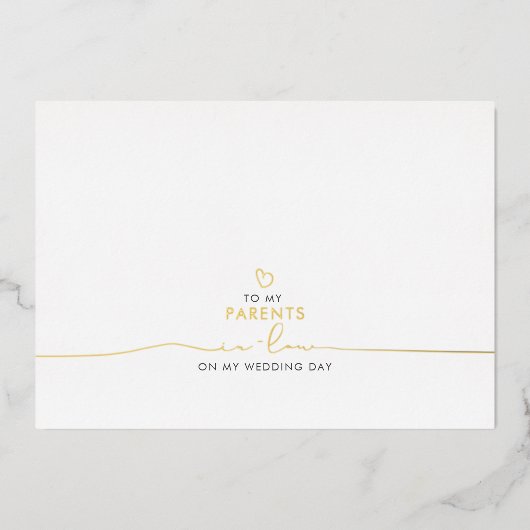 Aan mijn ouders in-law Wedding Message Folie Uitnodiging (Voorkant)