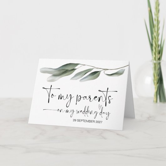 Aan mijn ouders op huwelijksdag dank u bruid bruid kaart (Voorkant)
