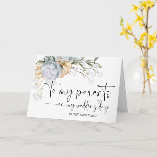 Aan mijn ouders op huwelijksdag dank u bruid bruid kaart (Gele Bloem)