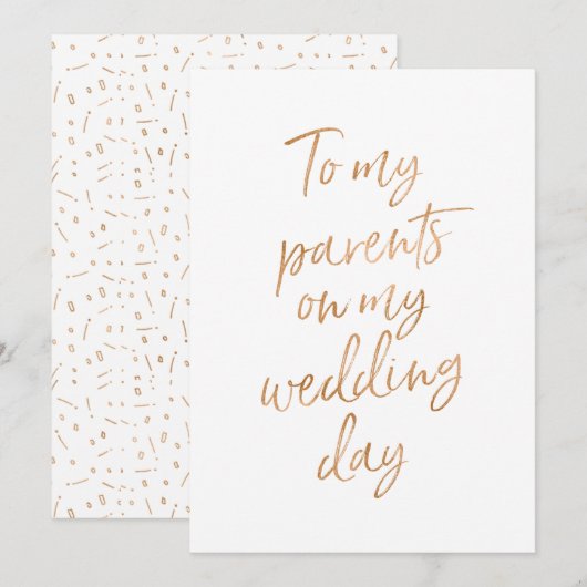Aan mijn ouders op mijn trouwdag kaart (Voorkant / Achterkant)