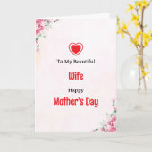 Aan mijn prachtige vrouw Gelukkige Moederdag Kaart (Gele Bloem)