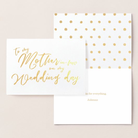 Aan mijn schoonmoeder op mijn trouwdag Folie Kaart (Display)