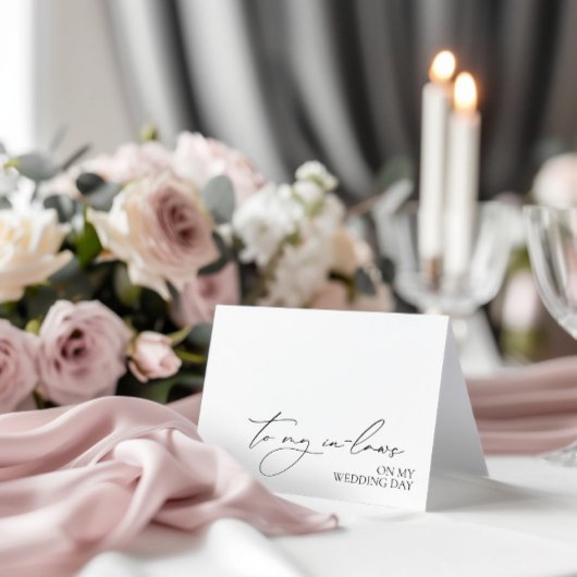 "Aan mijn schoonouders op mijn trouwdag" Bericht K Bedankkaart