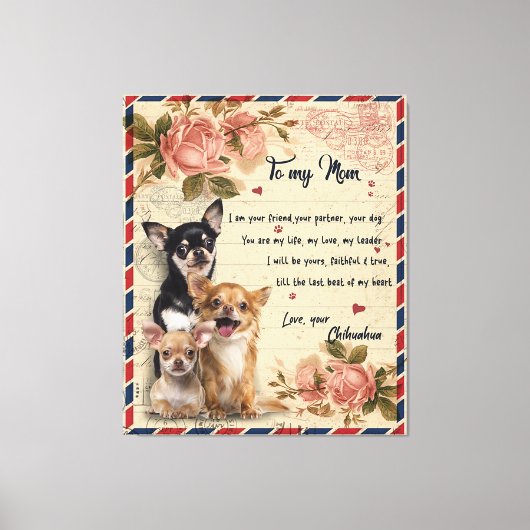 Aan mijn tante Dog Flower Gift, tante Birthday Gif Canvas Afdruk (Voorkant)