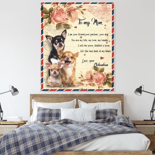 Aan mijn tante Dog Flower Gift, tante Birthday Gif Canvas Afdruk (Insitu (Slaapkamer))